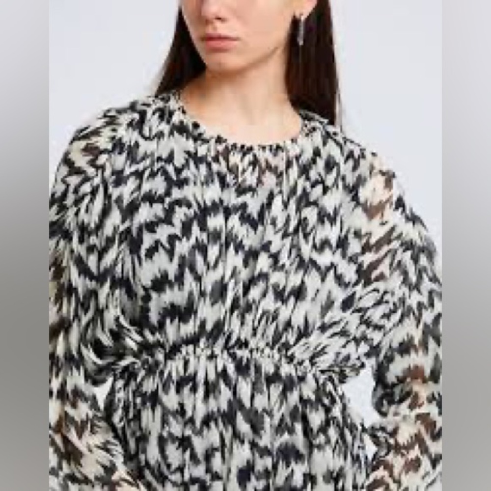 NWT TOP SHOP OVERSIZED GATHERED CHANNEL WAISTED PRINTED MINI DRESS - 0-2